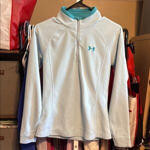 Under Armour Quarter Zip Fleece Pullover Jacket Sz Small Aqua Light Blue